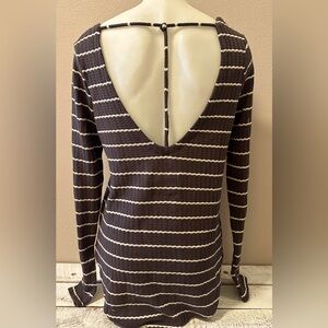Chaser Long Sleeve Striped Top with Cut-Out Back - NWT
